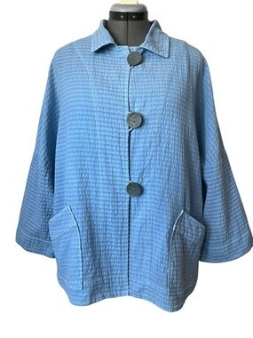 Focus textured cotton jacket topper Blue L